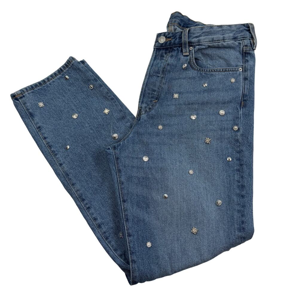 & Denim Vintage Fit High Rise Jeans With Boho Silver Stud Details Women's 30